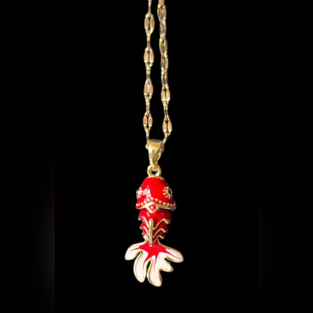 Elegant Koi Red and Gold Pendant Necklace
